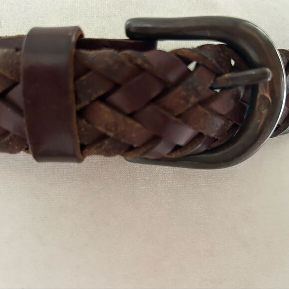 Men's Brown Multigrain Argentina Cowhide Braided Leather Belt Two Toned Size 44 - Picture 6 of 11
